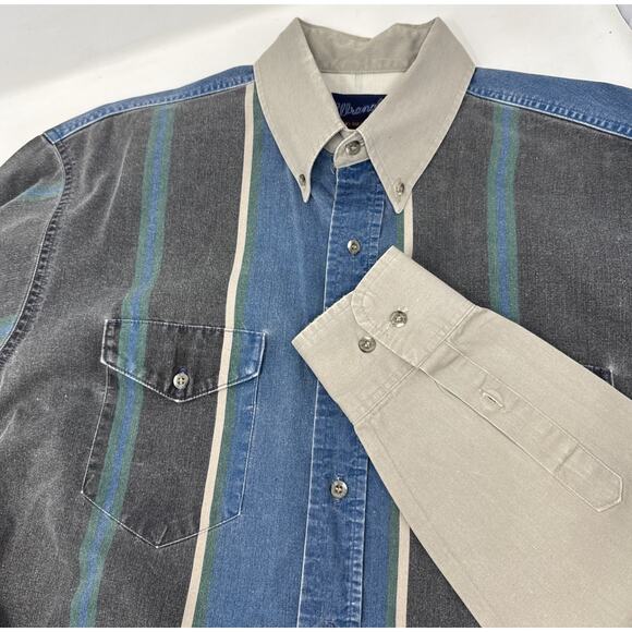 VTG Wrangler Brushpopper X-Long Tails Mens 17.5x36 Tan Black Striped Cowboy 90s - Picture 1 of 7